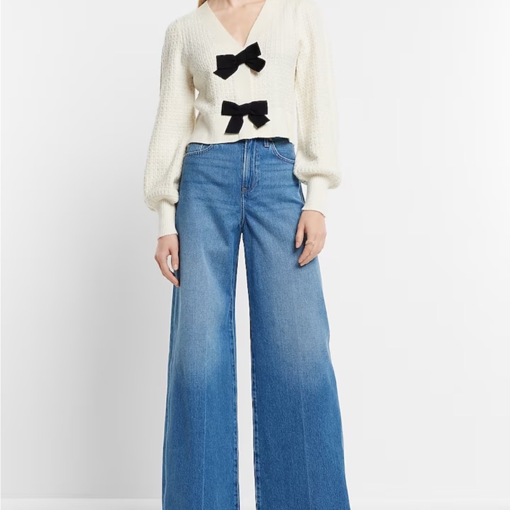 Express V-Neck Bow Cardigan